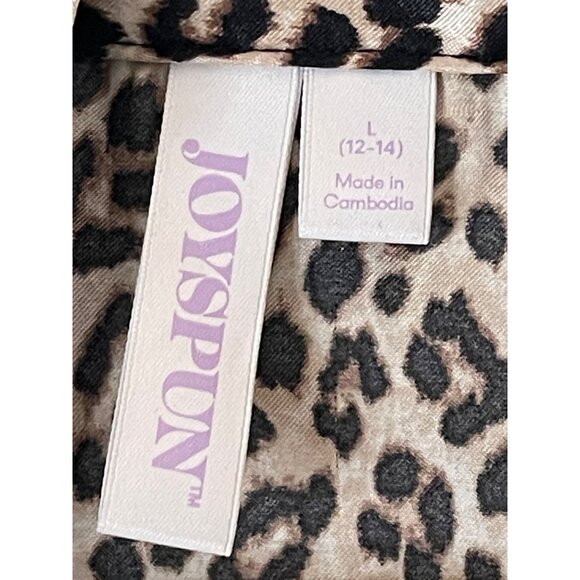 Joyspun Leopard Print Button-Up Satin Shirt L - Picture 6 of 11